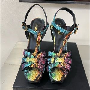 Authentic Saint Laurent multicolored  leather sandal.